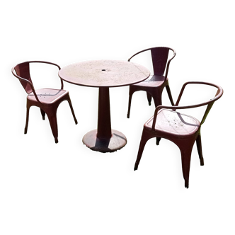 Xavier Pauchard pour Tolix table G et 3 chaises A56