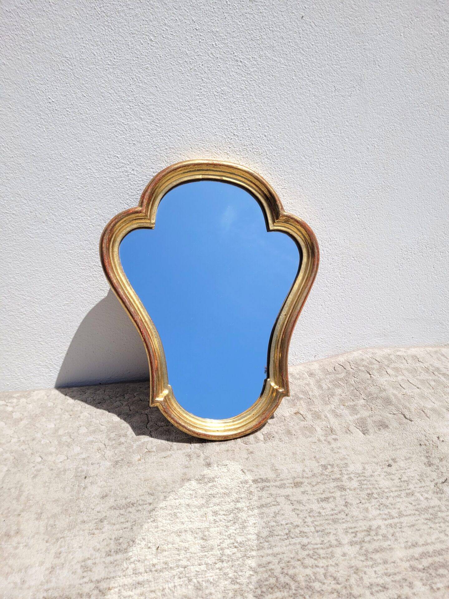 Miroir vintage doré maison Roussat 32x40cm