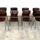 Set of 8 wenge wood chairs and gray green steel