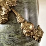 Paire de cassolettes marbre vert et bronze doré