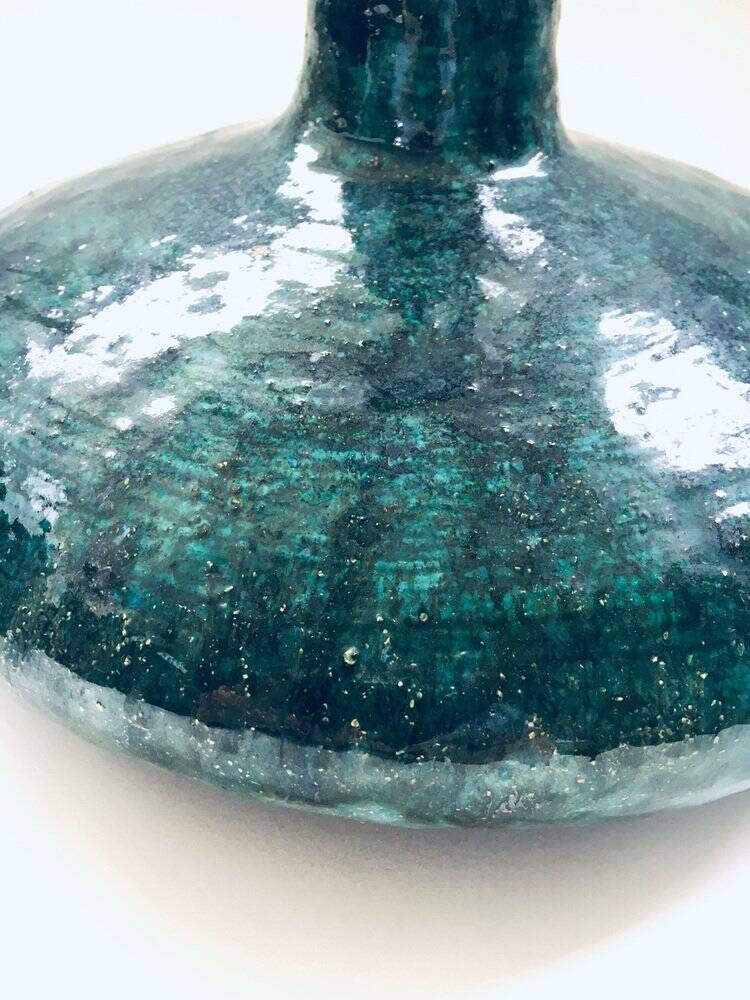 Handmade Art Pottery Ceramic Fluted Vase, Belgium, 1970s