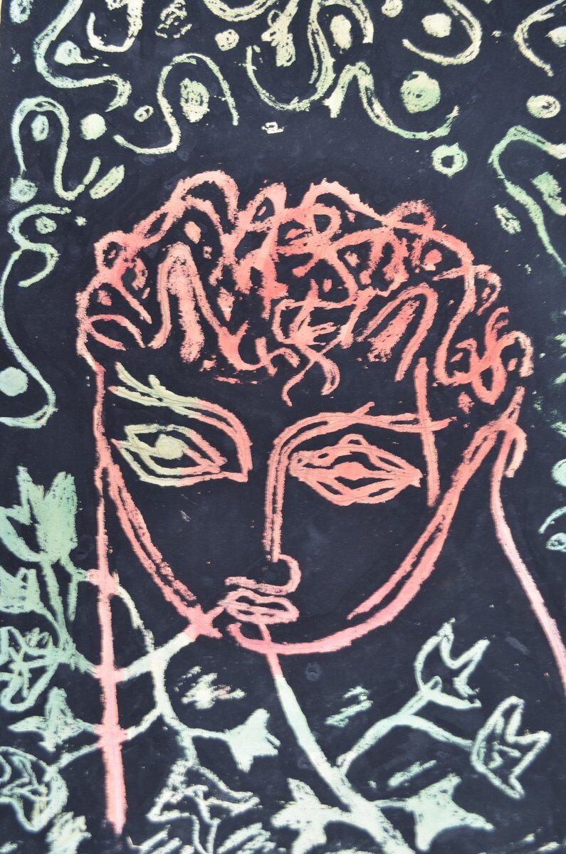 Guillain Siroux, Pink Face, mixed technique, 1950s