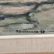 Original Swedish Oil on Panel – “Urban Landscape” by B. Gustavson – Signed – Dated 1947 – Vintage & Framed