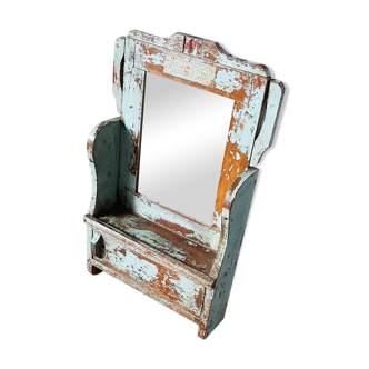 Old barber's mirror in teak