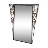 1930 art deco mirror in wrought iron with beveled glass