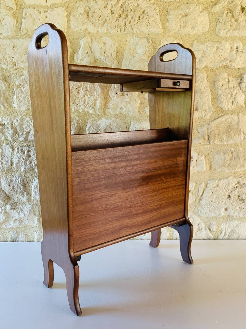 Vintage side table with magazine rack, 1960s