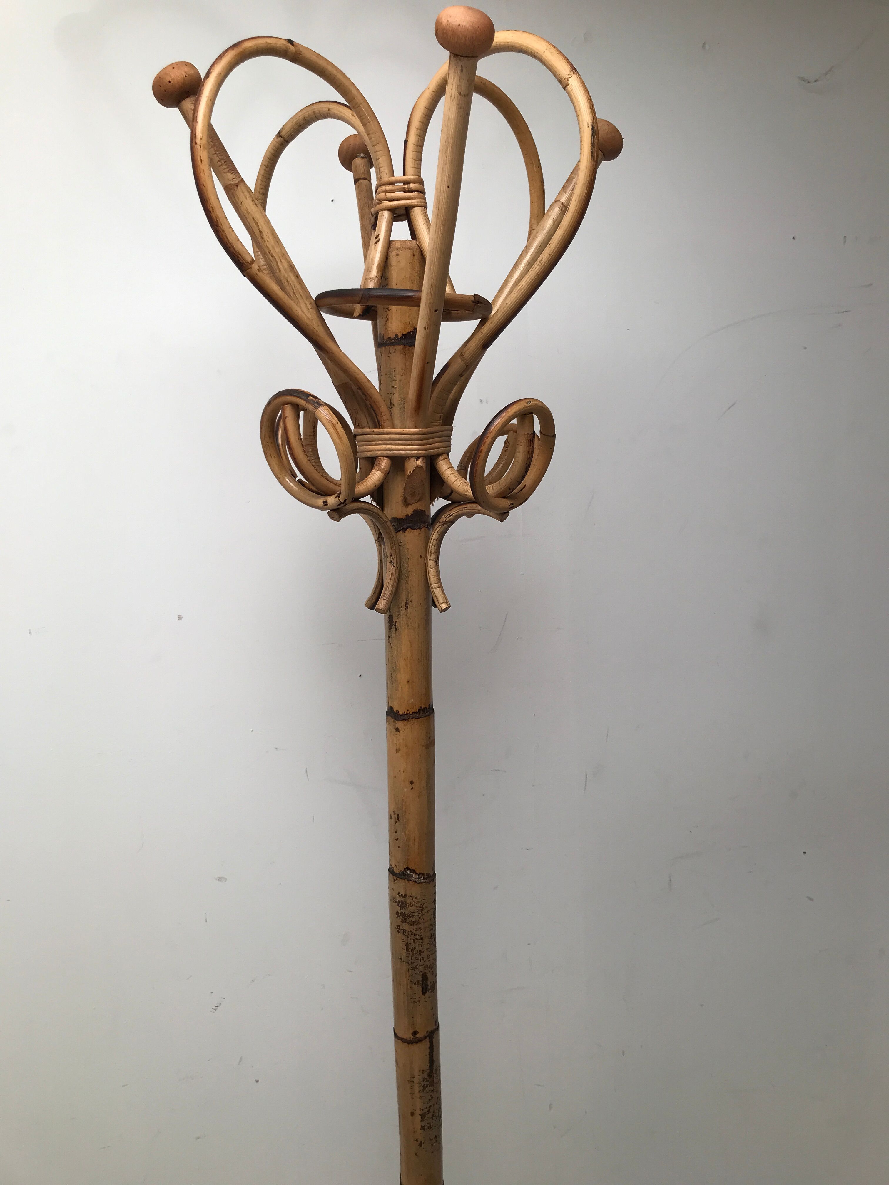 Bamboo parrot coat rack 50s-60s