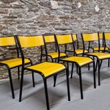 Set of 8 yellow mullca 510 chairs