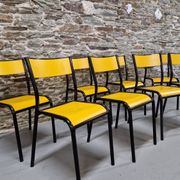 Lot de 8 chaises jaunes mullca 510
