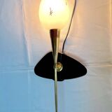 Maison Arlus Pair of brass and black wall sconces, France Mid-Century