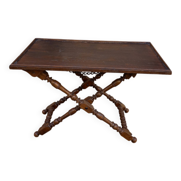 Table pliante en chêne tourne (vigneronne ou de trie)