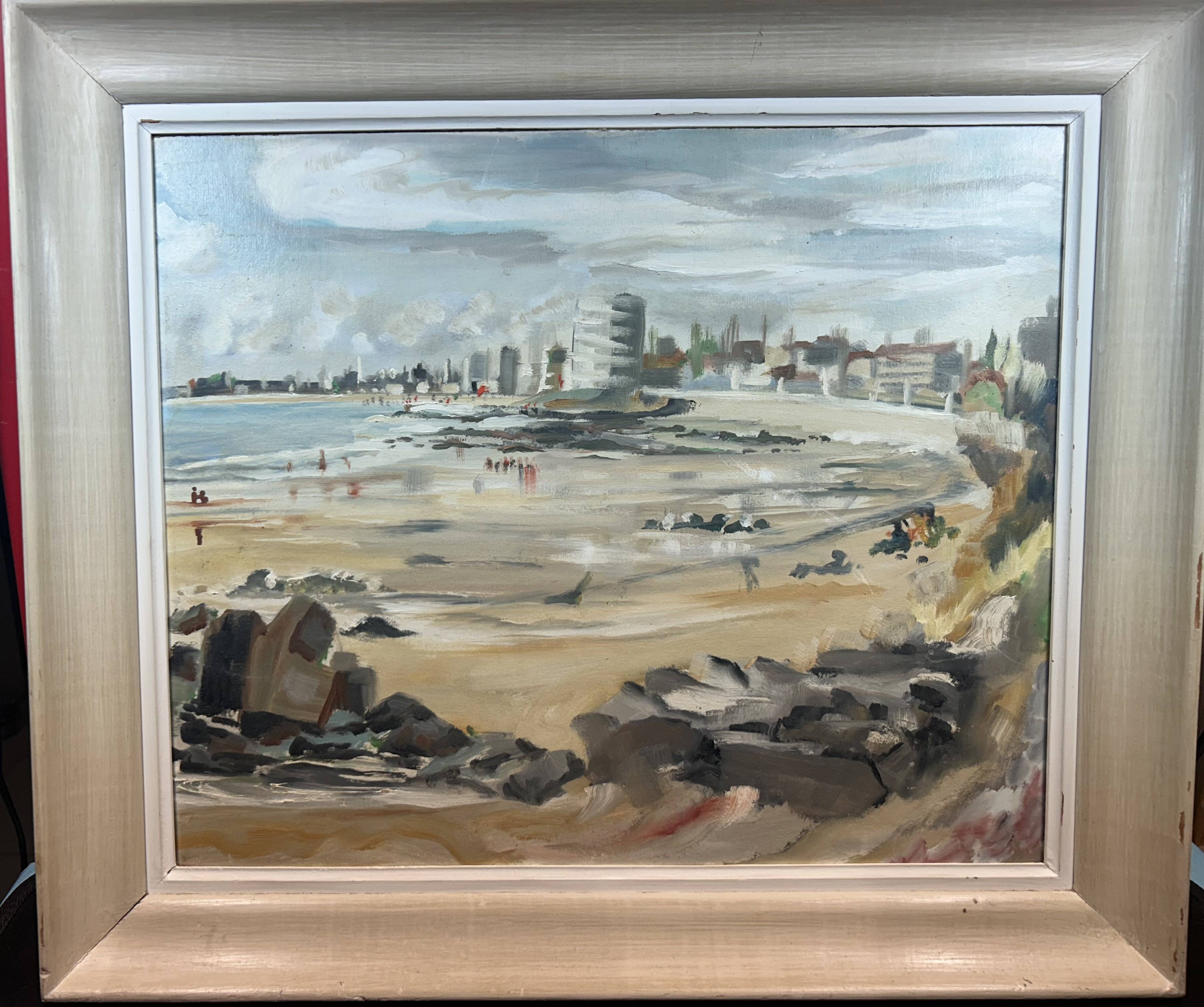 oil on cardboard panel, Beach of La Tranche sur Mer (M. Rimbaud?)