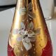 Vase/Ewer in blown Murano Art Glass/Trefuochi model, in ruby red & gold colours