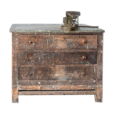 Commode établi rustique avec étau début XIXème
