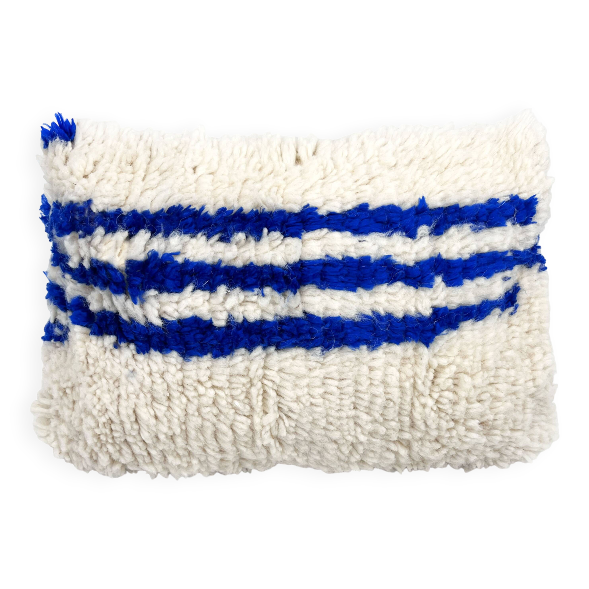 Moroccan Berber cushion cover Azilal in ecru with Majorelle blue patterns 60x4