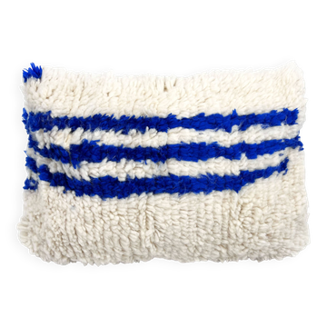 Moroccan Berber cushion cover Azilal in ecru with Majorelle blue patterns 60x4
