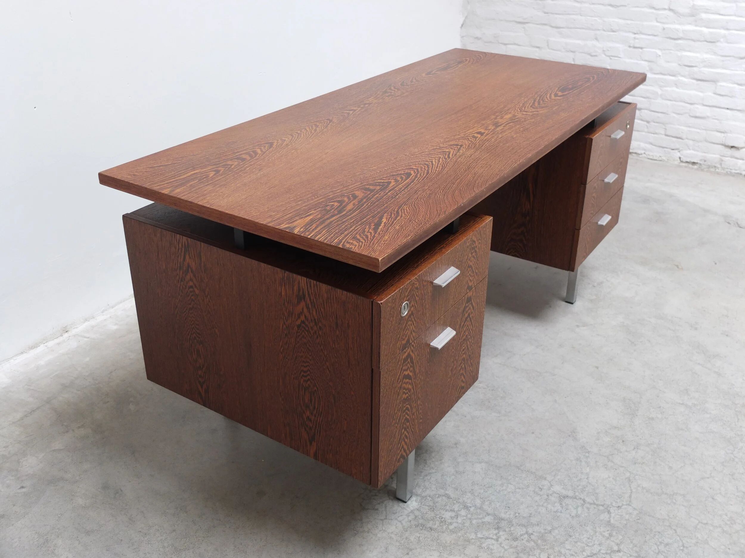 Freestanding modernist writing desk in wengé, 1960s