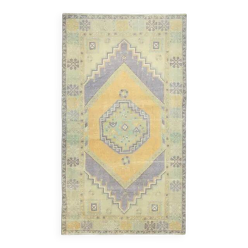 Vintage Turkish Oushak Handmade Wool Cotton Orange Area Rug 103x189
