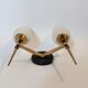 M.D two-arm wall lamp in gilded brass and black metal 1960