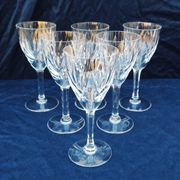 Six cut crystal wine glasses model Monaco vintage Saint Louis.