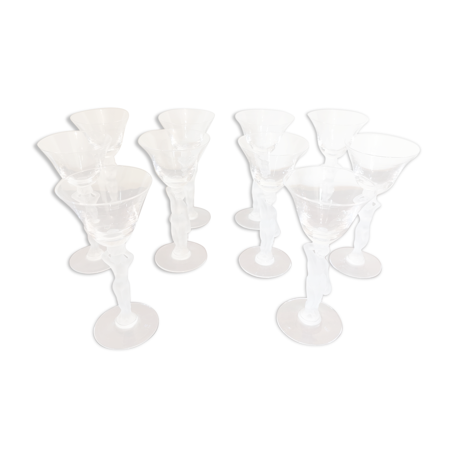 Série de 10 verres à vin Vénus et Bacchus, cristal de Bayel