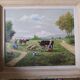 Tableau ancien 1950 la traite des vaches signee R Sarot