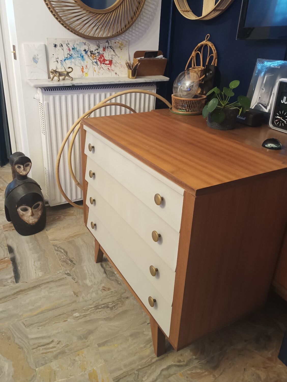 Vintage chest of drawers compass feet