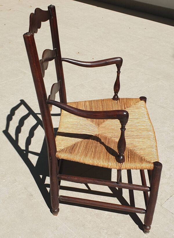 Fauteuil paillé provençal ancien