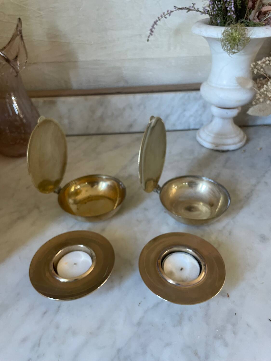 Pair of Scandinavian brass candlesticks