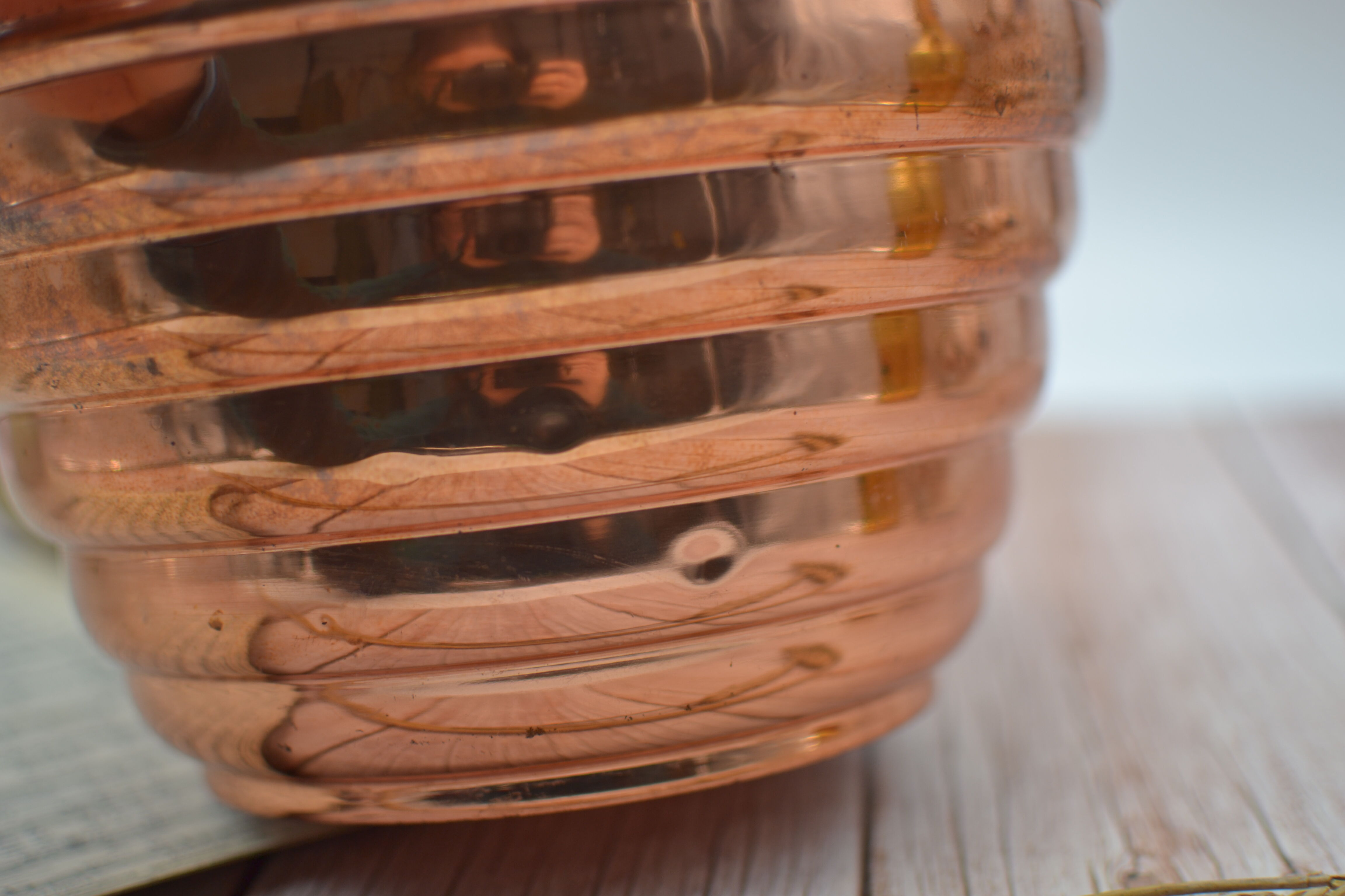 Old copper pot cover