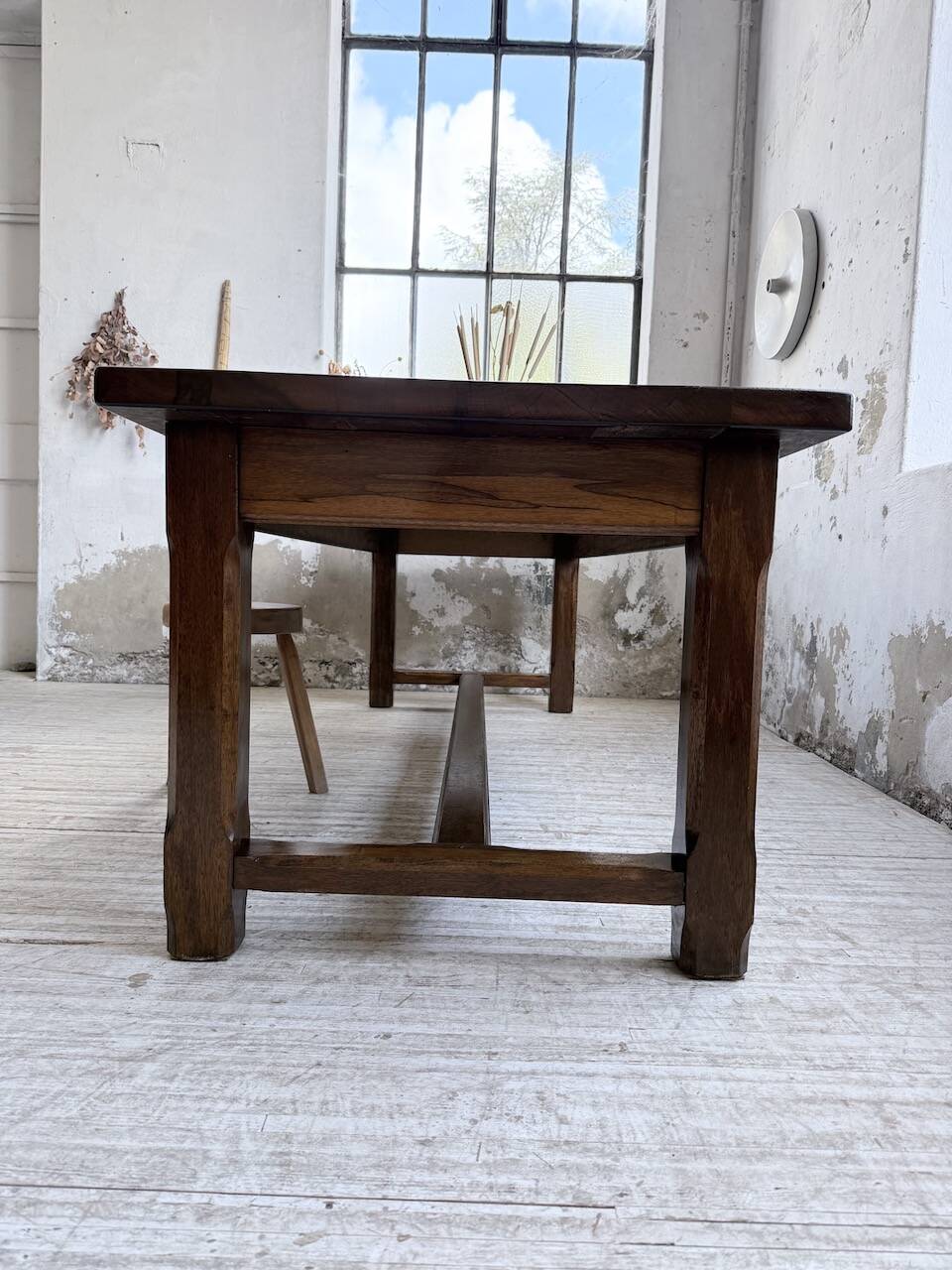 Table de ferme campagne noyer massif XL 250cm