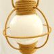 Suspension globe en opaline blanche  et corde tressé