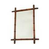 Antique Wooden Faux Bamboo Mirror Facet Cut France 58x78cm