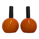Paire de suspensions boules en opaline orange par Parscot, France vers 1970
