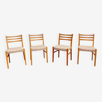 Série de 4 chaises Style scandinave en hêtre vintage