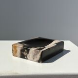 Symmetrical multicolored petrified wood soap dish