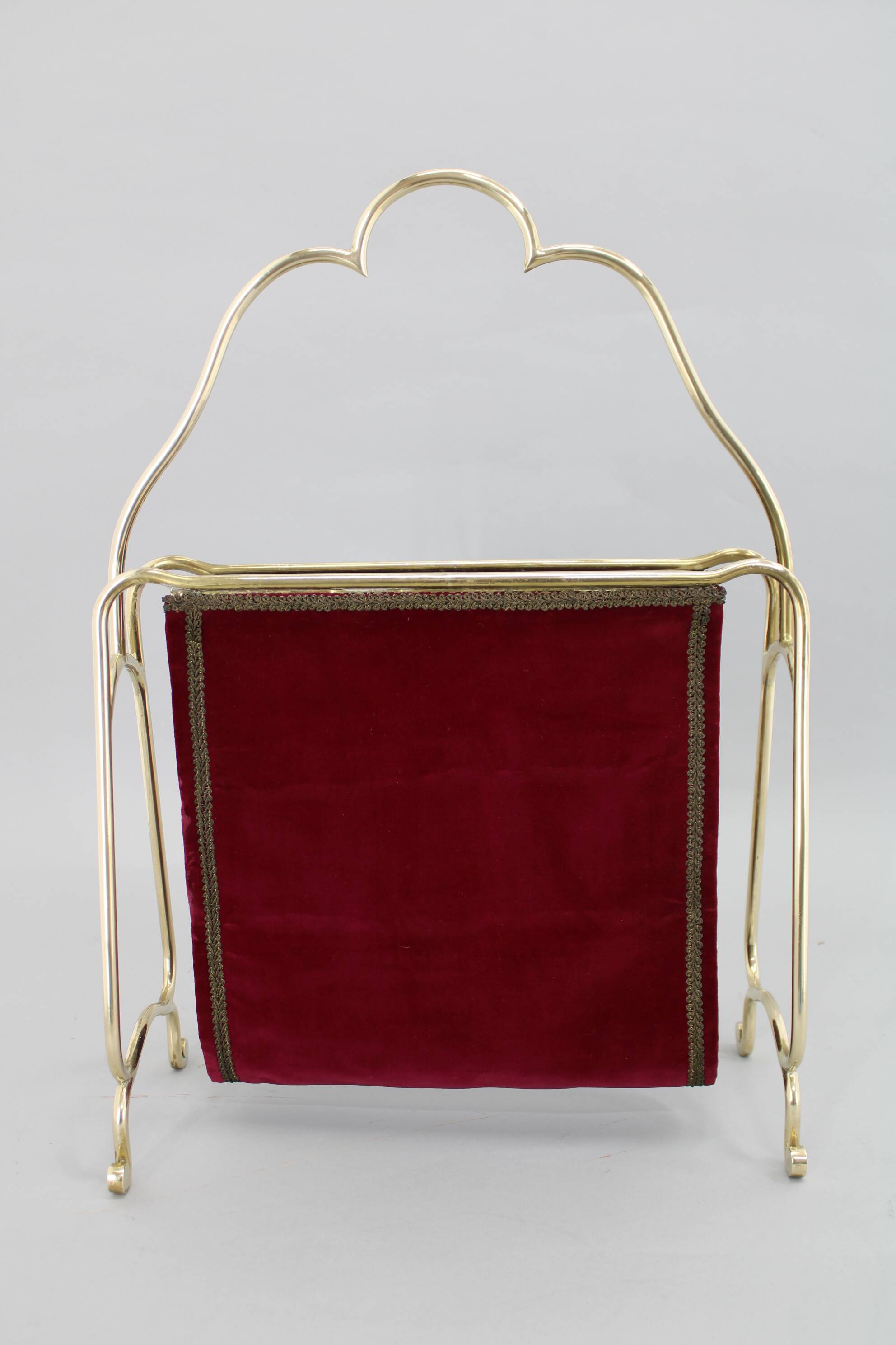 1950s Brass and Fabric Magazine Stand, Italy