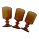 3 textured amber stemmed glasses. Vintage.