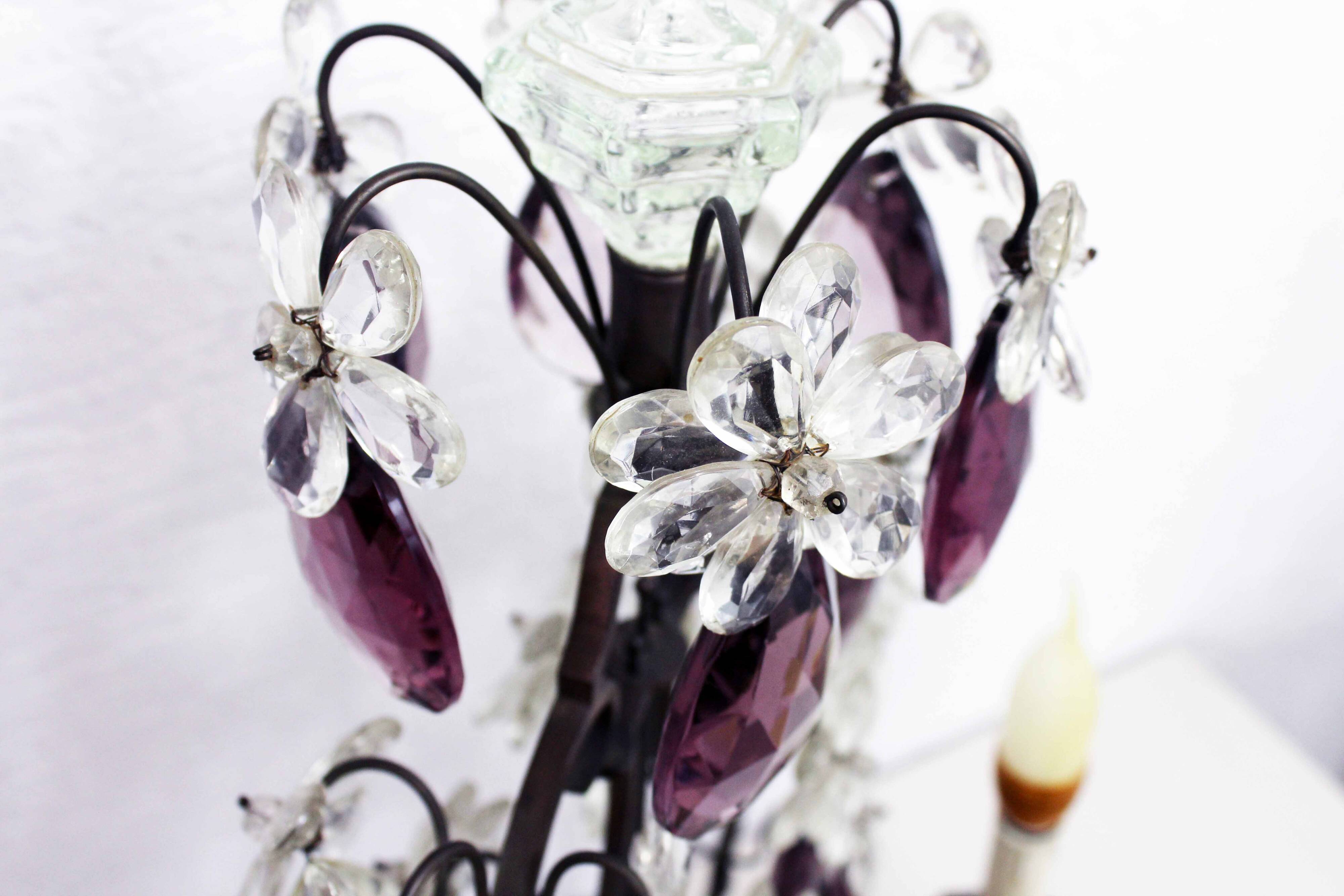 Girandole lamp in crystal and iron