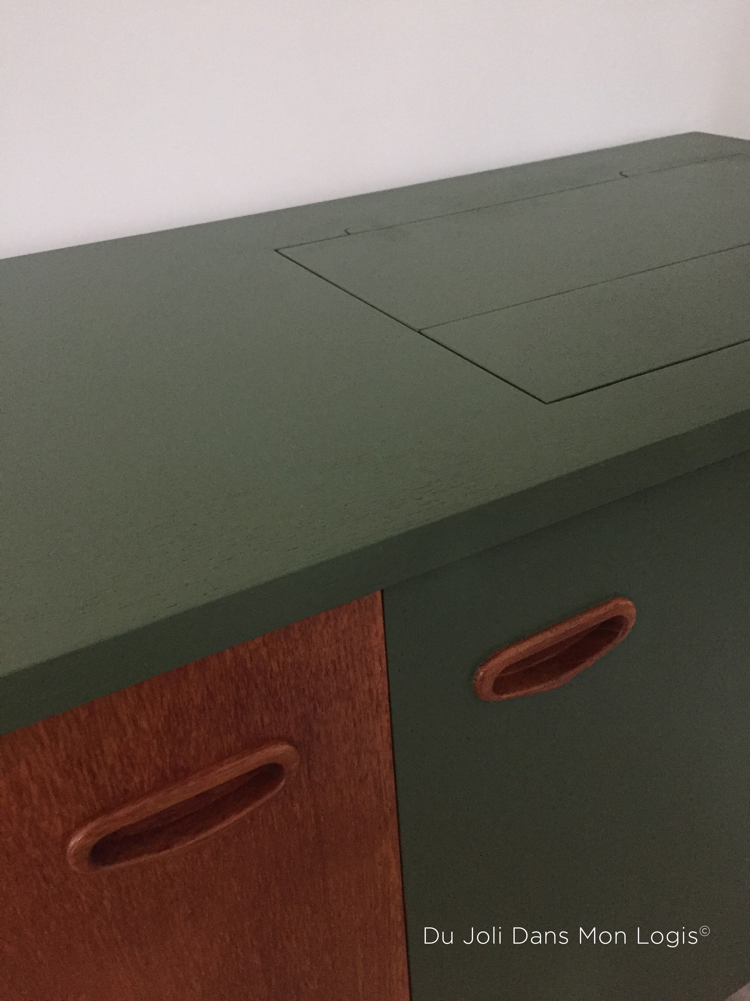 Vintage Scandinavian buffet with wooden compass feet and brass