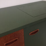 Vintage Scandinavian buffet with wooden compass feet and brass