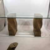 Mehitabel McGuire Twisted Pedestal Bamboo Dining Table MidCentury Boho 1970