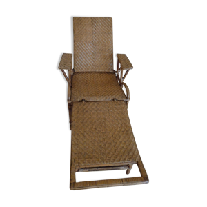 chaise longue rotin vintage