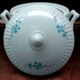 Soupière en porcelaine blanche FD Chauvigny France, motif Myosotis