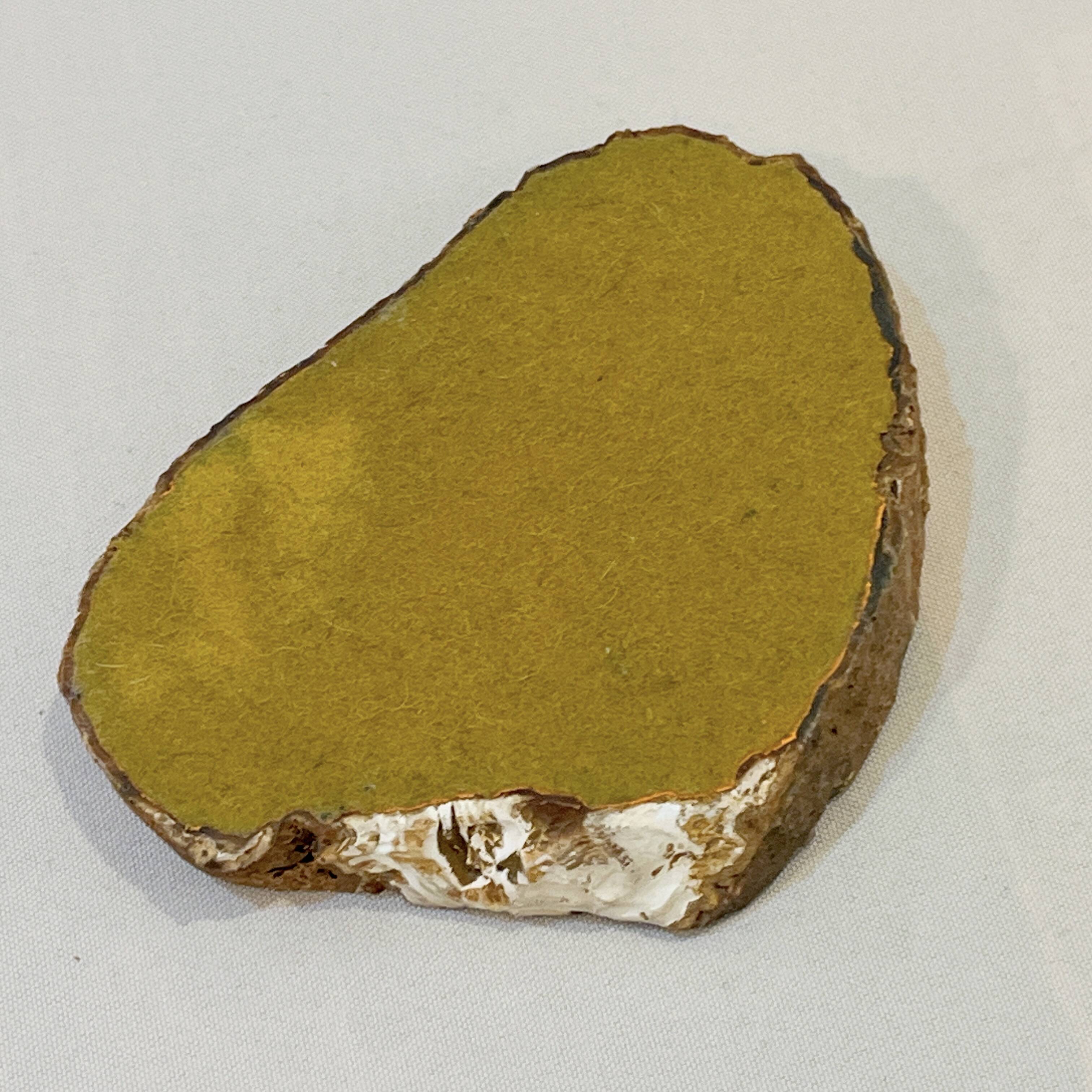 Vintage blue ochre agate slice tray, agate ashtray, 1960s