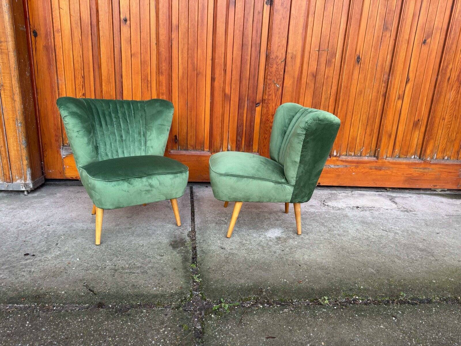 Hungarian green club chairs, 1950s, set of 2