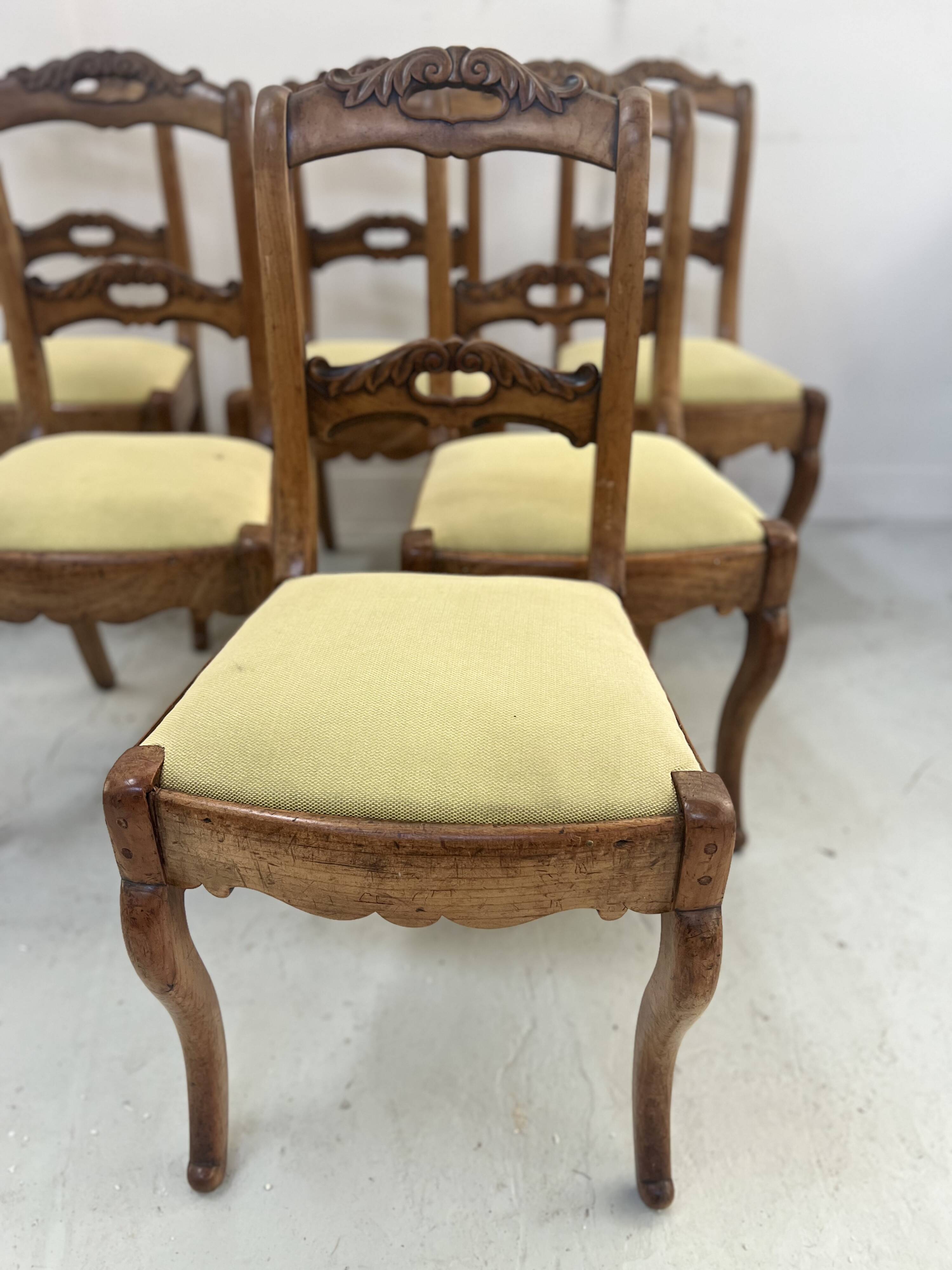 Set of six Louis Philippe style chairs in cherry wood, 19th century