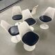 6x Saarinen Swivel Chairs for Knoll in Blue leather
