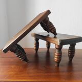 Pair of vintage solid wood footrests