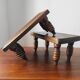 Pair of vintage solid wood footrests